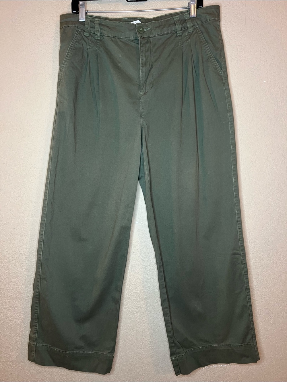 Women's Olive Green Capris - Classic Straight Fit - Picture 2 of 2